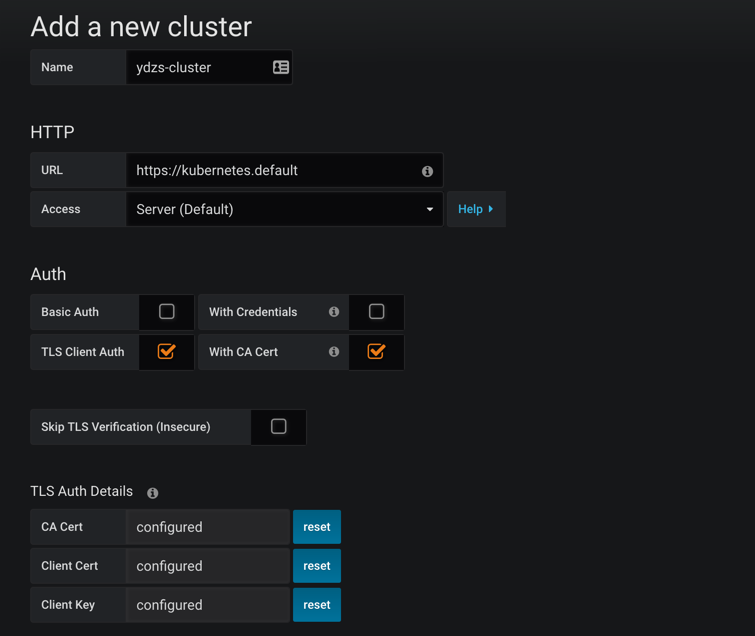 grafana k8s plugin config