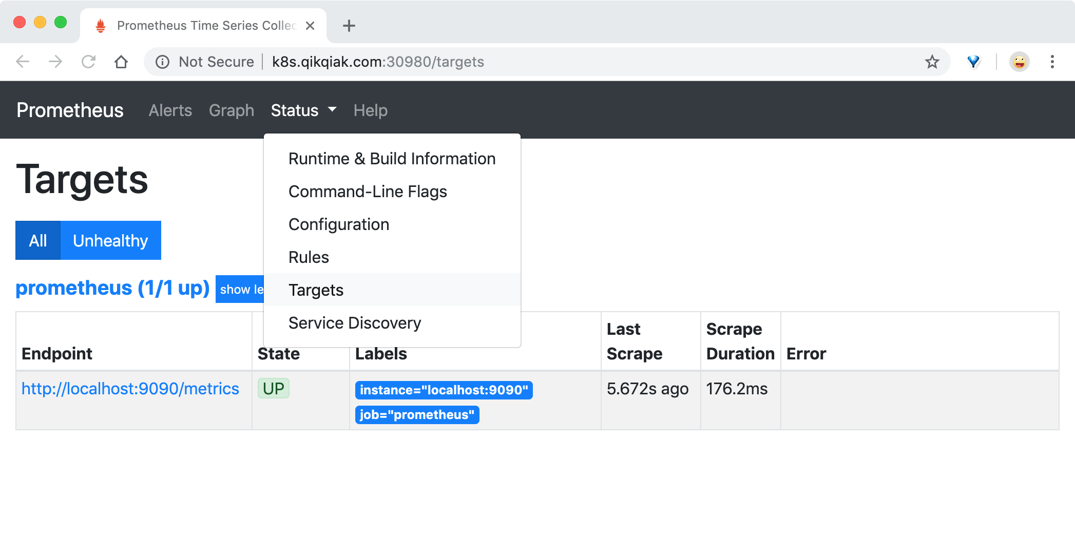 prometheus webui targets