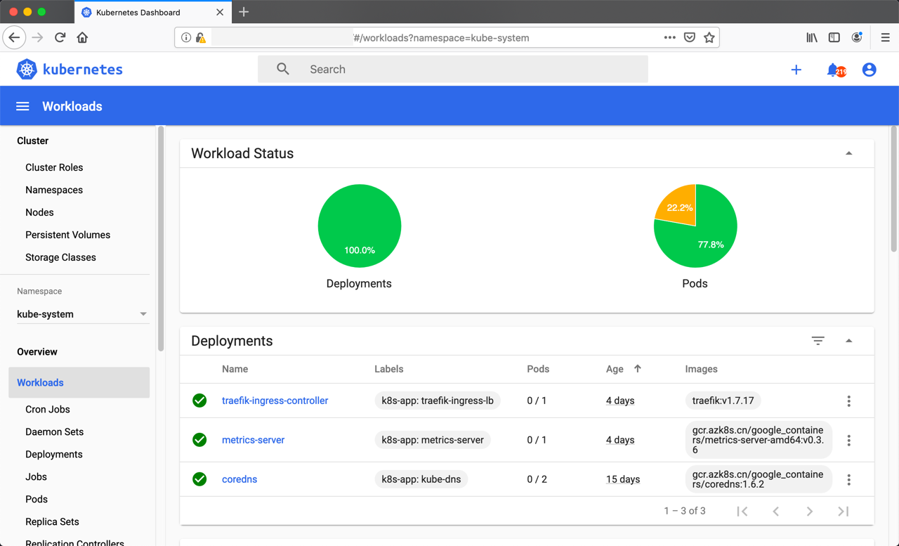 kubernetes dashboard